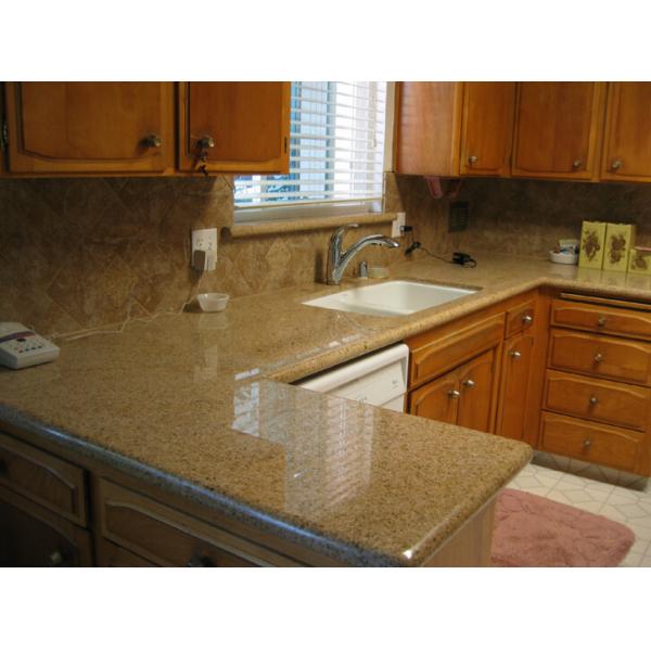 Polished G682 Rust Yellow Granite Stone , G682 Granite Double Sink Vanity Top