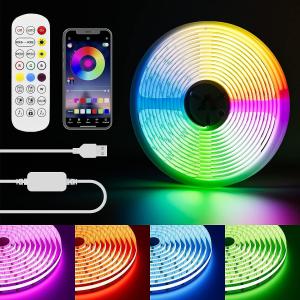 Buy cheap RGB Smart IC COB LED Strip Light Addressable 16.4ft/5m 24V Color Flowing Strip Light Multicolor Flexible Tape Light Kit product