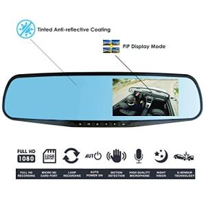 Auto Dash Cam Recorder 4.3 LCD FHD 1080p Front And Rear DVR GC1054 Sensor