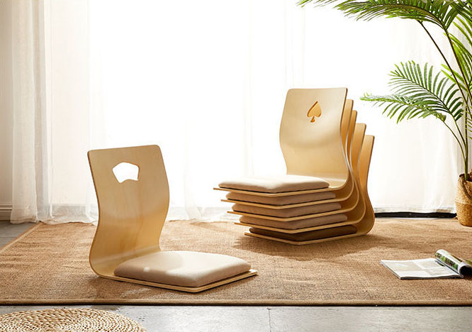 Japanese Style Comfortable Wooden Stackable Tatami Chair Leisure Chair No Legs Stackable Tatami Accent Wooden Japanese