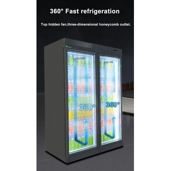 Adjustable Shelf Glass Door Beverage Cooler For Supermarket Cold Storage Display