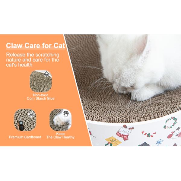 2 in 1 Oval Cat Scratch Pad Bowl Nest for Indoor Corrugated Lounge Cat Beds Protector for Couch & Carpets & Sofas