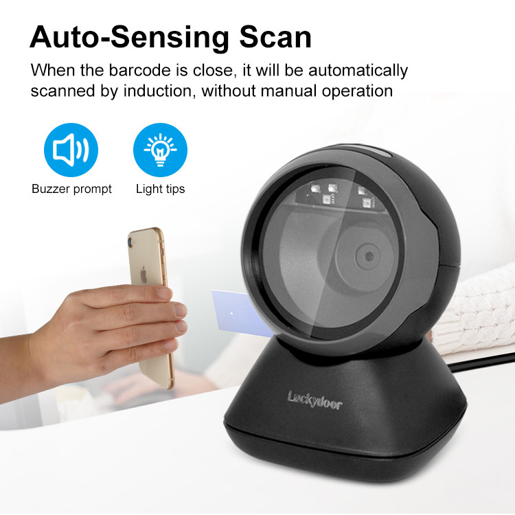 Table Top Omnidirectional Barcode Scanner USB Wired 1D 2D Hands Free QR Code Scanner