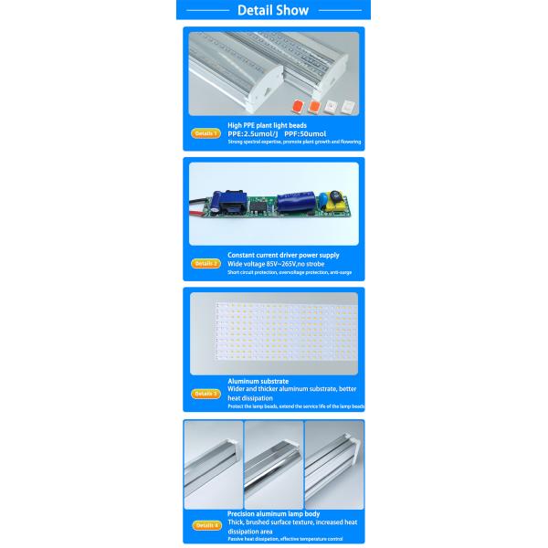4ft 6ft 8ft Full Spectrum LED Light Strips V Shape Reflector LED Tube Grow Light