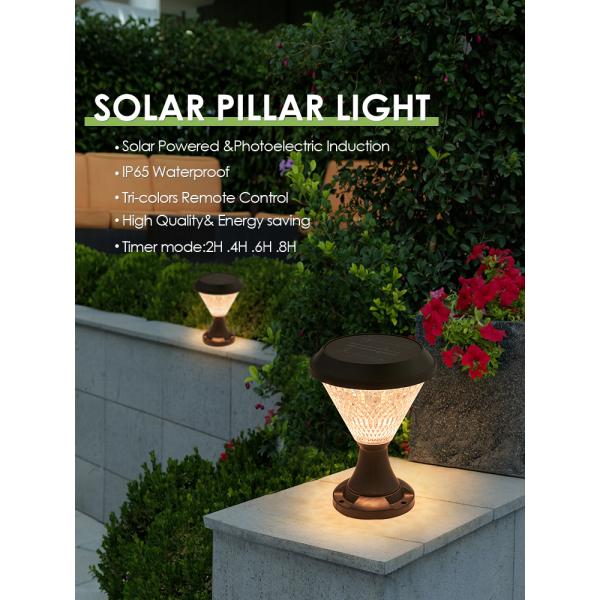 Solar Bollard Lights ABS Material Polycrystalline Sloar Panels Epistar SMD DIA245mm IP65 APP Controlled waterproof
