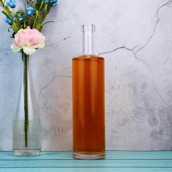 750ml Vodka Glass Bottle with Cork and Unique Cylinder Shape in Unique Design