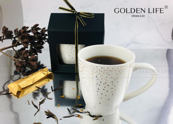 Quality Fine Bone Spot Decal Handgrip 350ml Ceramic Coffee Mug for sale