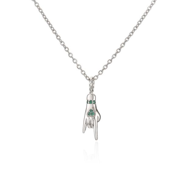 925 Sterling Silver Chain Necklace Unique Handsome Middle Finger Pendant