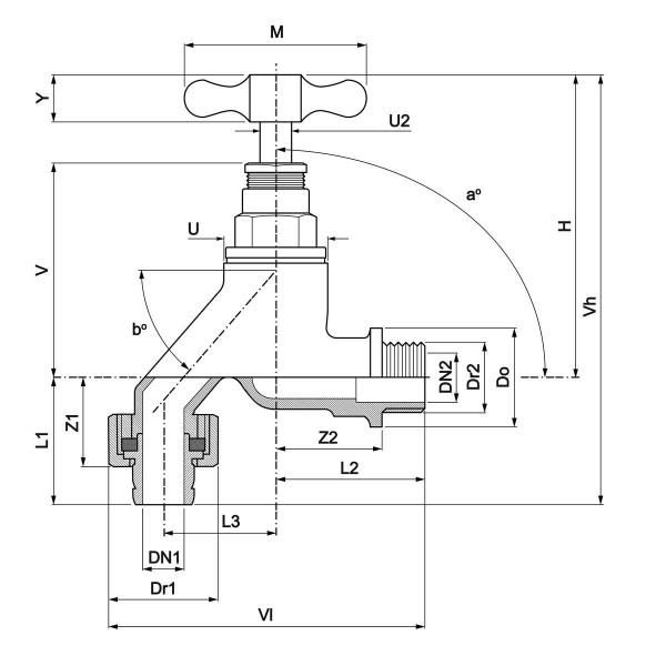 DN15 DN20 Pipeline Taps Male Thread Bath Bib Taps With Nozzel