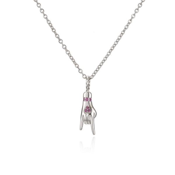 925 Sterling Silver Chain Necklace Unique Handsome Middle Finger Pendant