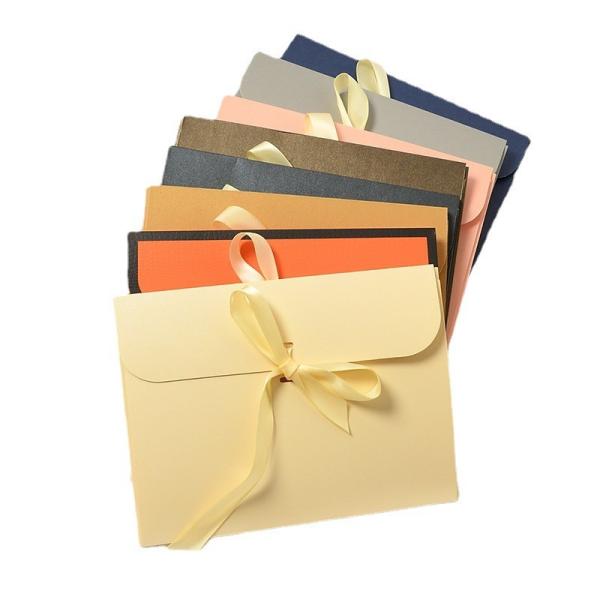 Quality Paperboard Envelope Custom Paper Pouch With Ribbon Closure for sale