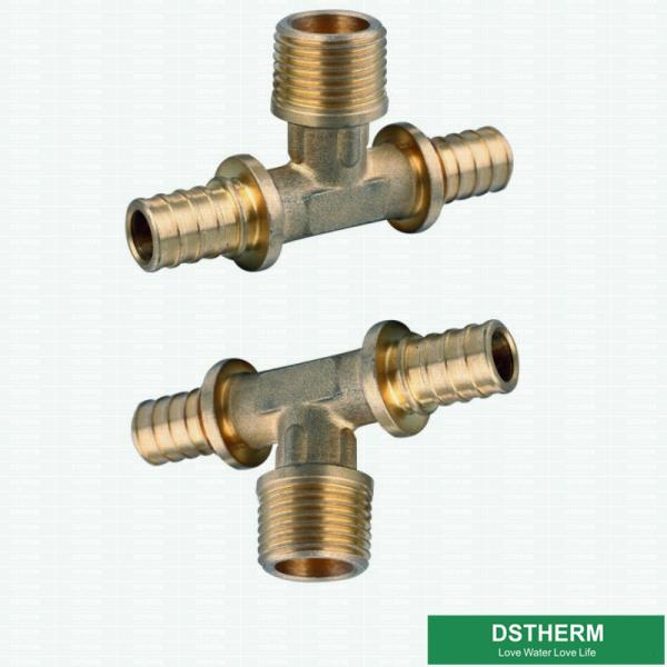 Quality ISO Nickel Plated PEX Brass Fittings For Male Threaded Tee for sale