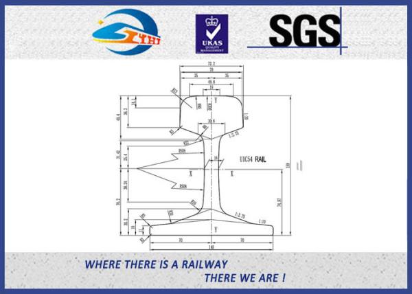 Quality High Tensile EN Standard EN13674-1-2011 Railway Steel Rail UIC54 54E1 Plain Surface for sale