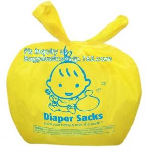 China Nappy Sacks, Biodegradable Compostable Scented High Quality HDPE Plastic Baby Nappy Sacks Baby Diaper Bags with Tie Hand on sale
