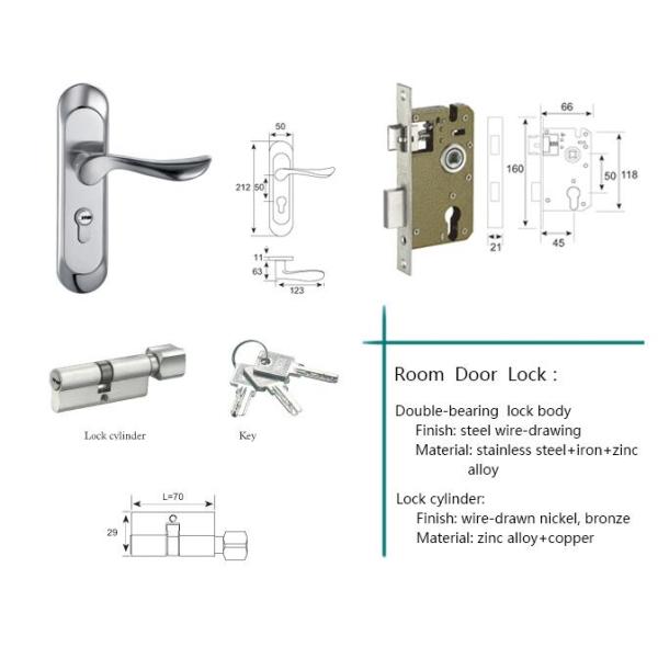 Satin Nickel Chrome Front Door Mortise Lock 35-70mm Door Thickness