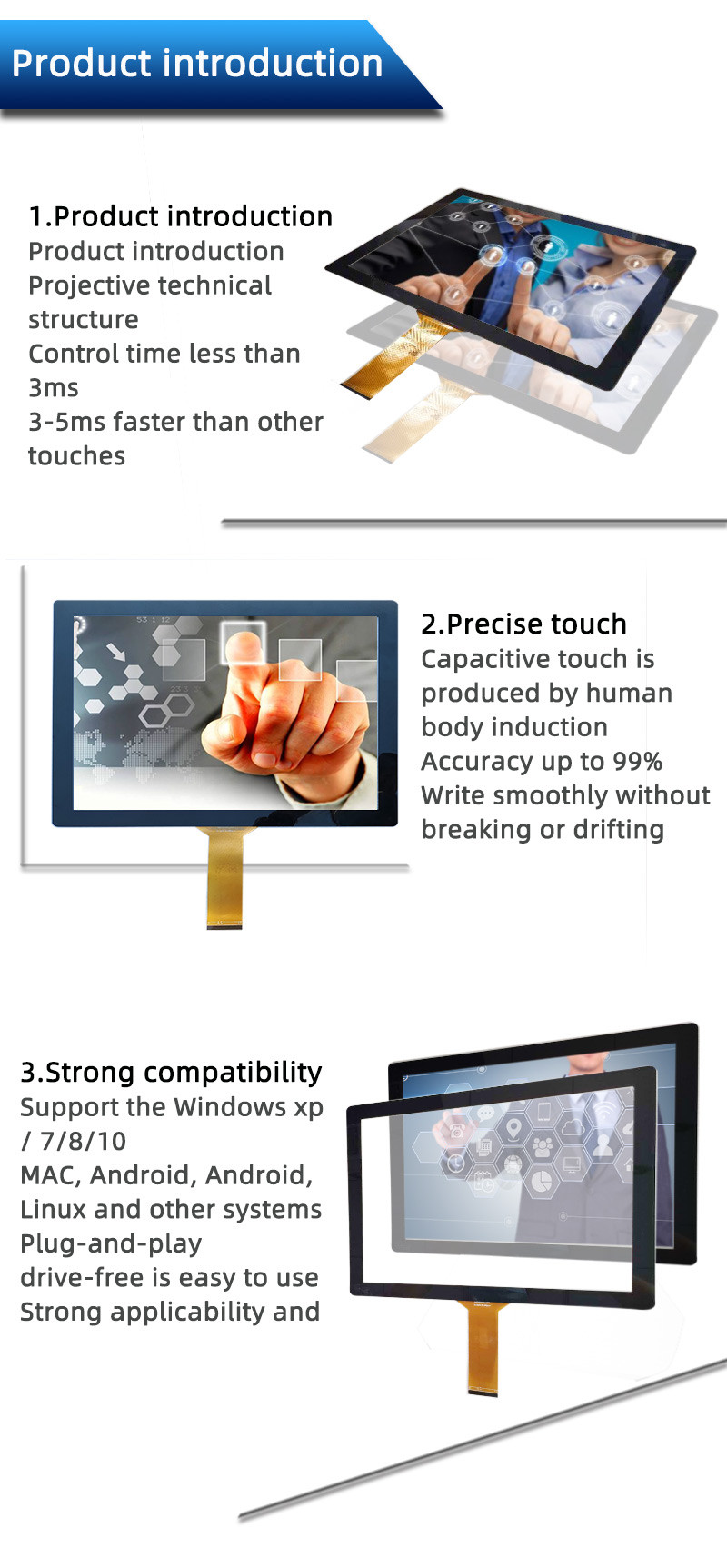 7 Inch 1024x600 Capacitive Touch Screen PCAP Touch Panel USB Interface