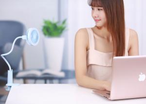 USB rechargeable clip on fan table lamp with small table fan good for outdoor and indoor