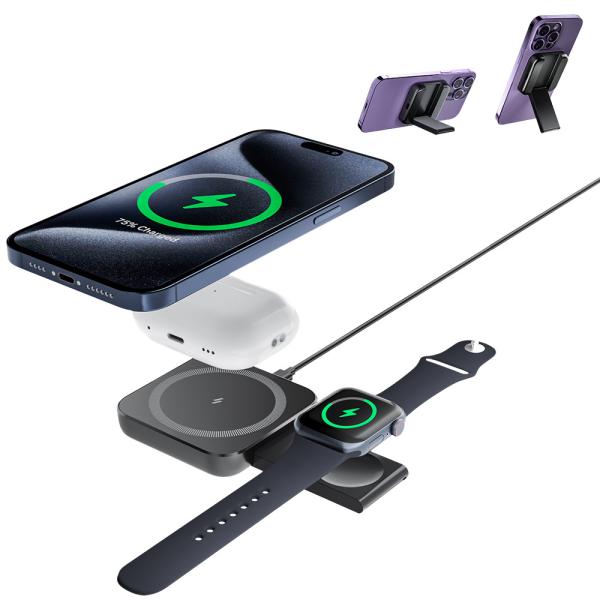 Quality Small And Powerful Apple Watch Charger 2 In 1 Foldable Magsafe Charger for sale