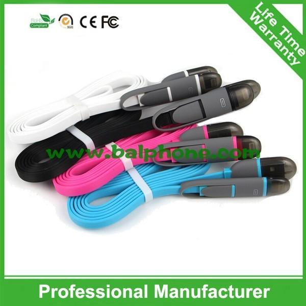 Quality New released Fashion 2 in 1 charging cable Series for iPhone and Android data cable for sale