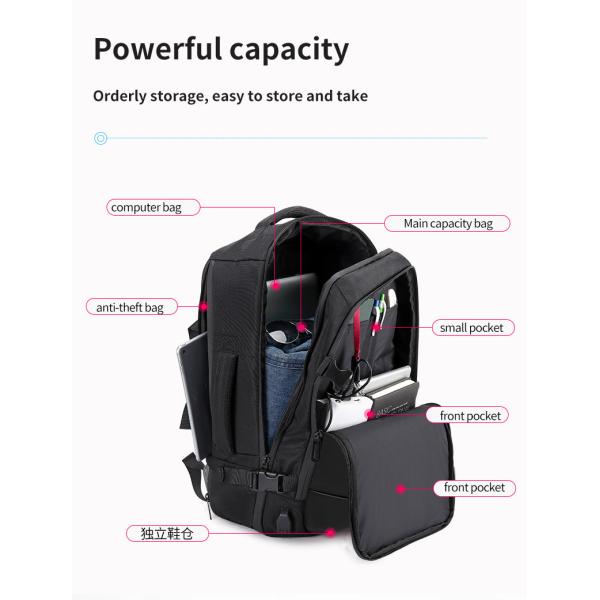 Waterproof Multifunction 32L 15.6 In Expandable Laptop Backpack With USB