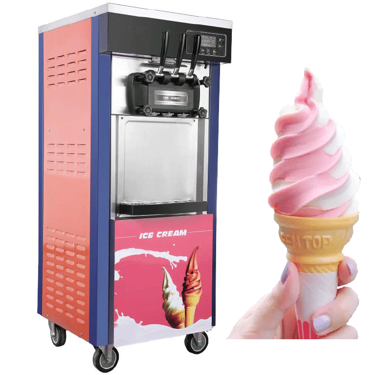 Commercial Yogurt Ice Cream Machine Automatic Soft Serve Maker with 6 Quart Capacity and R22/R410A/R404A Refrigerant