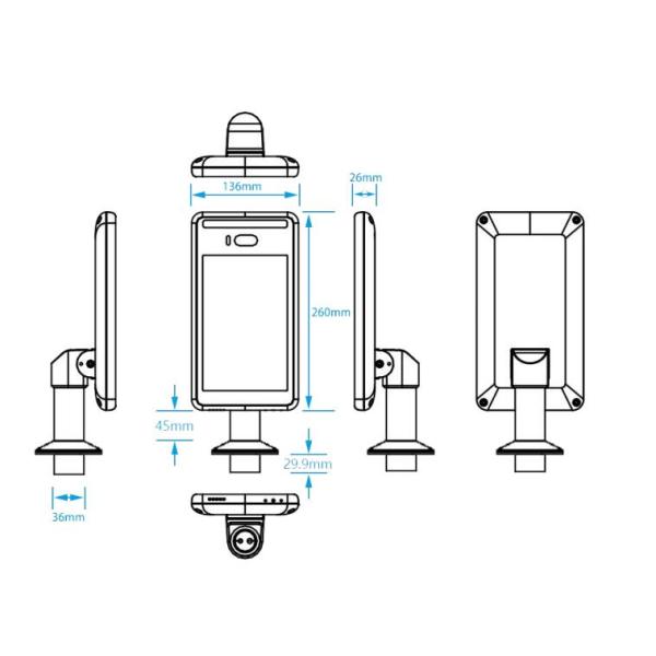 RJ45 0.5s 14.4W 8" LCD Facial Recognition Camera System
