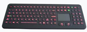Red illuminated 108 key ruggedized full keyboard with touchpad for medical