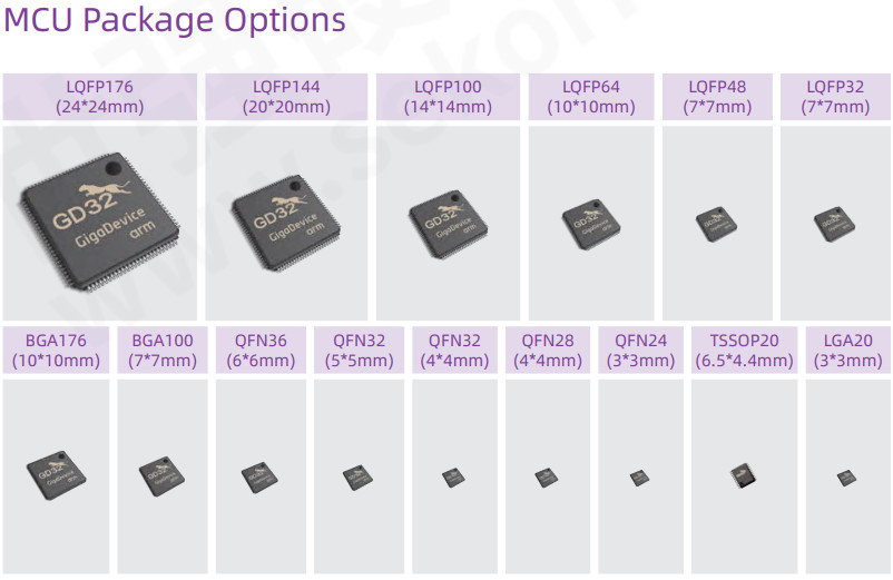 QFP QFN GigaDevice Semiconductor ARM Cortex M4F MCU IC GD32E1 GD32C103