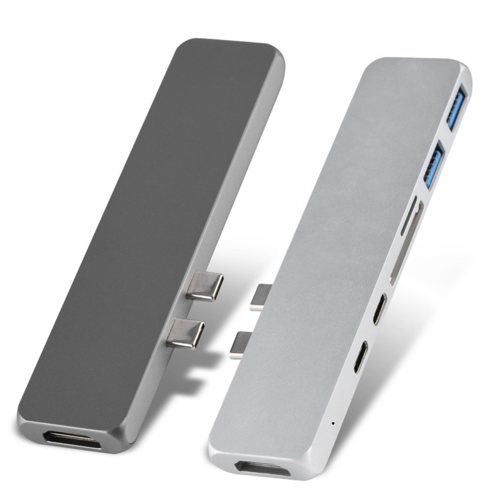 Dual Type-C Hub To 4K SD/TF Card Adapter USB 3.0 Thunderbolt 3 USB-C HUB For Mac