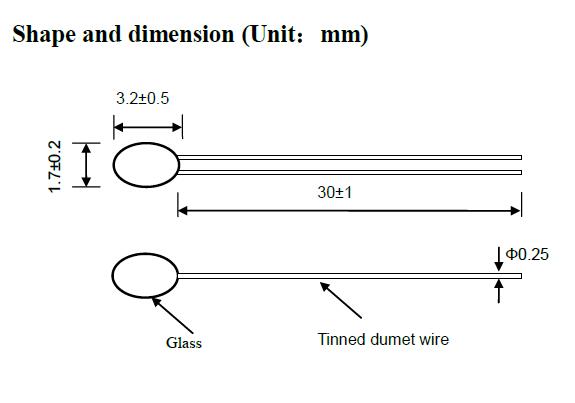 Single Side Glass NTC Thermistor Diode Available For Wide Temperature Rang
