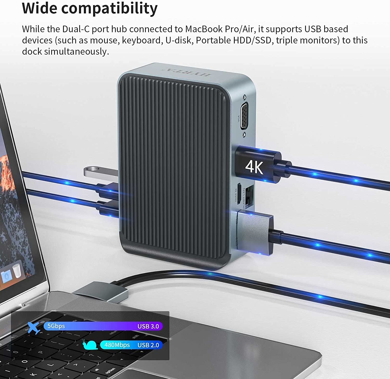 Displaylink 2 HDMI 2K 60Hz Docking Station 16 multi port Type C Docks for Macbook