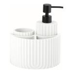 White Polyresin Kitchen Utility Caddy For Bathroom Countertop Utensil Caddy With