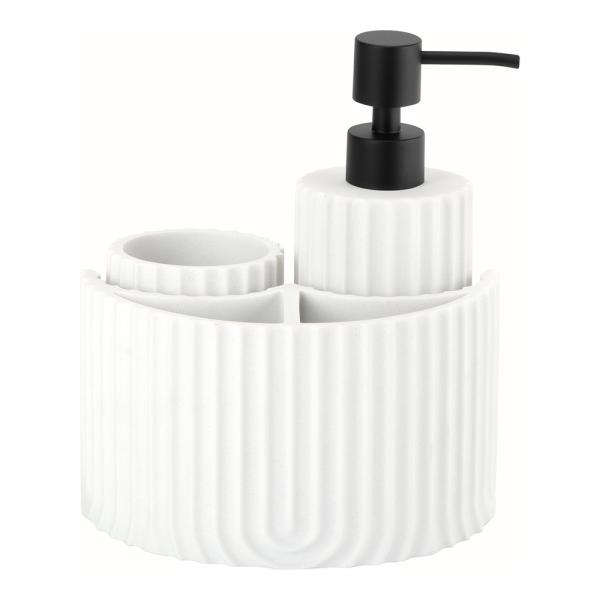 White Polyresin Kitchen Utility Caddy For Bathroom Countertop Utensil Caddy With