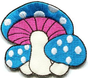 China Kids Embroidered Custom Iron On Patches Applique Mushroom Butterfly on sale