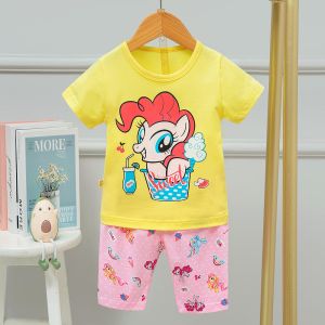 Buy cheap Summer 3 years Cotton Pyjama Set 100cm Height breathable Short Sleeve Pajamas product
