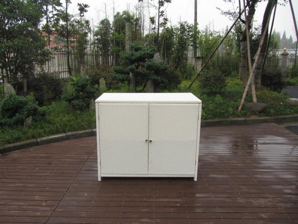 Quality Resin Wicker Storage Box , Aluminum Frame White Rattan Cabinet for sale