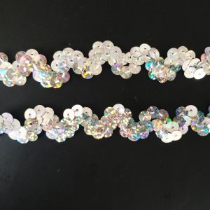 Silver Leiser Sequin Ric Rac Ribbon 1cm
