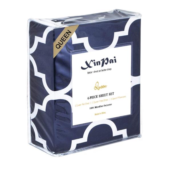 Bedroom Microfiber Fabric 80gsm 100% Polyester Bedding Sheet Set 4pcs in Modern Style