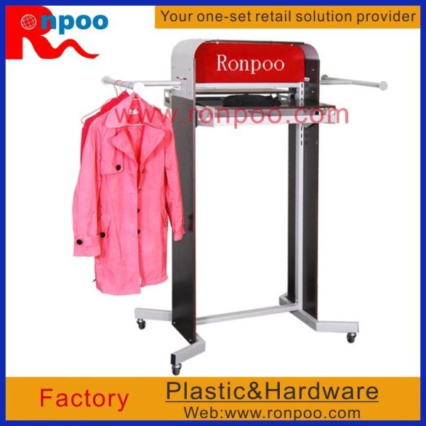 Quality Garment Display Racks,Counter Top Style T-shirt Bag Rack,Double-Rail Fold Up Clothing for sale