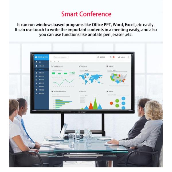 Narrow Frame Interactive Flat Panel 75 Inch Multi Touch Screen