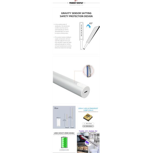 Micro USB Class I Mini 5V 2200mA 5W 280nm UVC LED Lamp