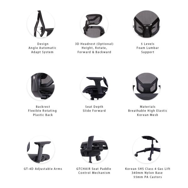 High Back Lumbar Support Ergonomic Design Project Office Chairs
