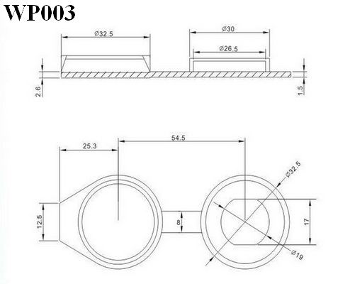 WP003 Plastic Black Waterproof Cover for Diameter 19mm Locks