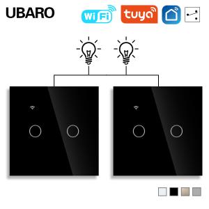 UABRO 2 Gang 2Way Smart Home Dual Wall WI-FI Switch Led Indicator On-Blue App Control Support Alexa Voice