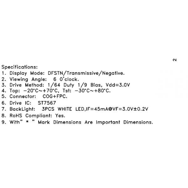 Custom 128x64 Dot Matrix LCD Display FSTN COG Monochrome Lcd Matrix Display