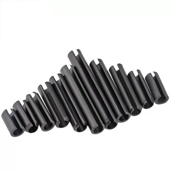 Customized Galvanized Steel Black Zinc Plated 65Mn Slotted Spring Pins DIN1481