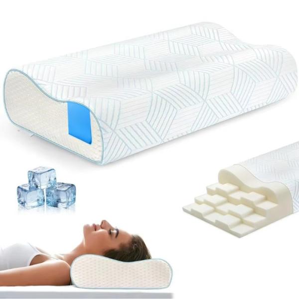 4-Layer Adjustable Memory Foam Pillow for Sleeping Ergonomic Contour Cooling