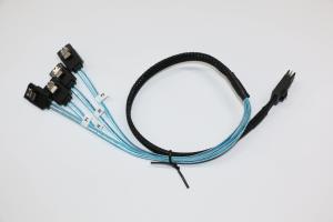 China 1 Meter Length Mini SAS SFF-8087 36 Pin to 4 x 7 Pin SATA Cable with Side Band Signal on sale