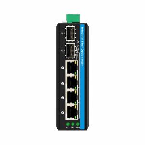 China Mini 6 Port Gigiabit Ethernet Switch Poe Switch Din Rail 2 Sfp+ 4 RJ45 DC48-52V Dual Power Input on sale