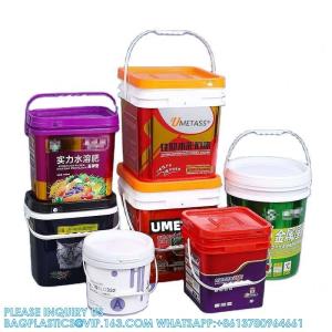 Buy cheap 5 To 25 Liter Square Plastic Buckets Rectangular Buckets With Lid And Handle Custom Color Printing Logo product